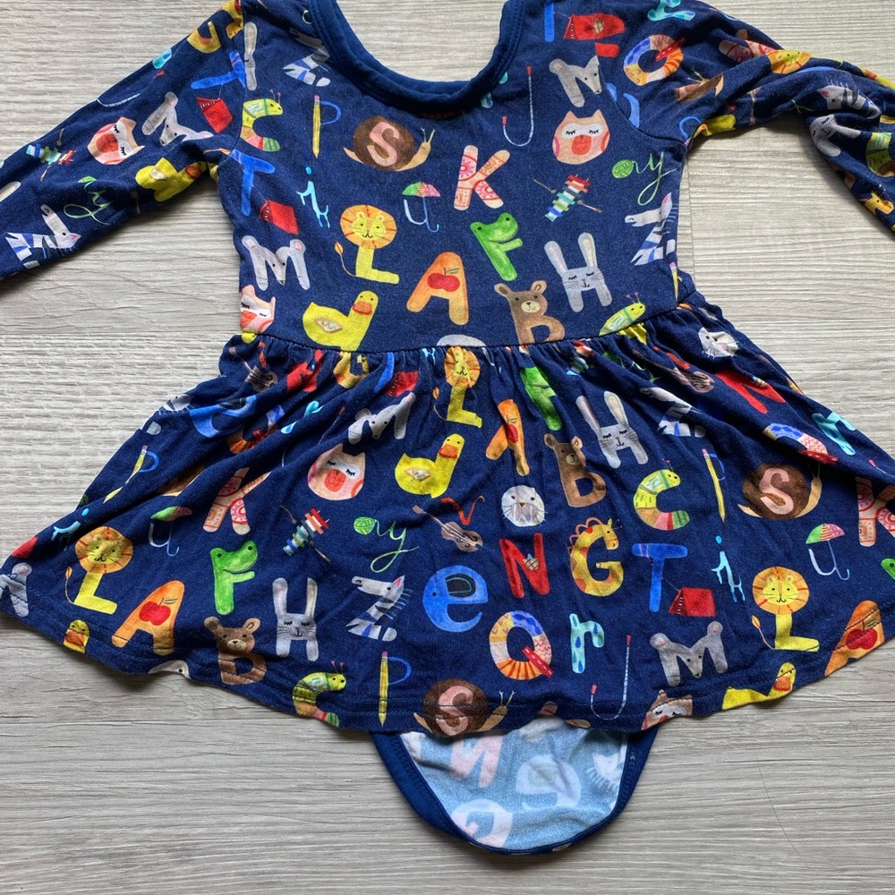 Little sleepies alphabet twirl bodysuit size 12-18 months